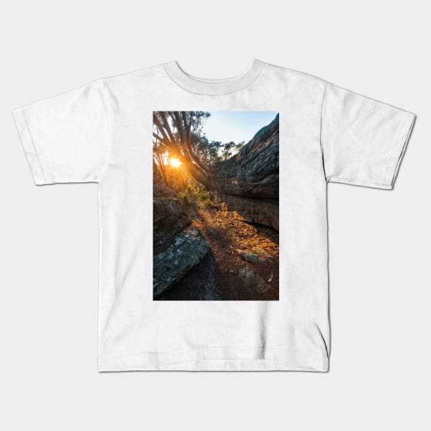 Sunrise on Blackwall Mountain on NSW Central Coast Kids T-Shirt by Geoff79